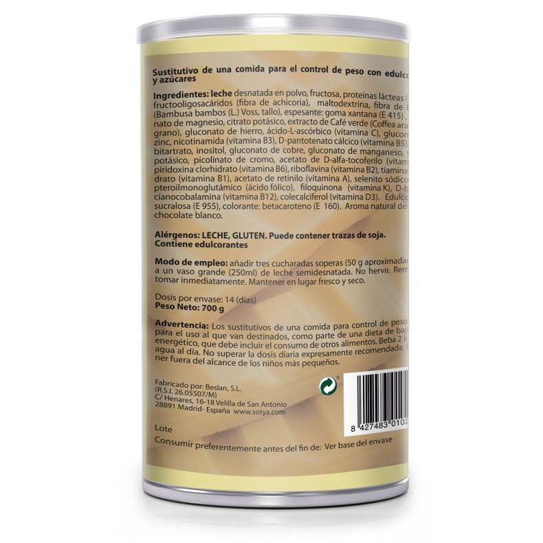 SOTYA Batido sabor chocolate blanco 700 gr