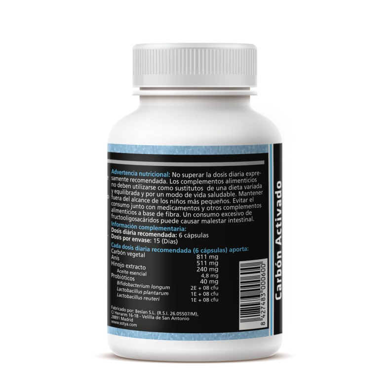 SOTYA Carbón activado con probióticos 90 cápsulas 550 mg