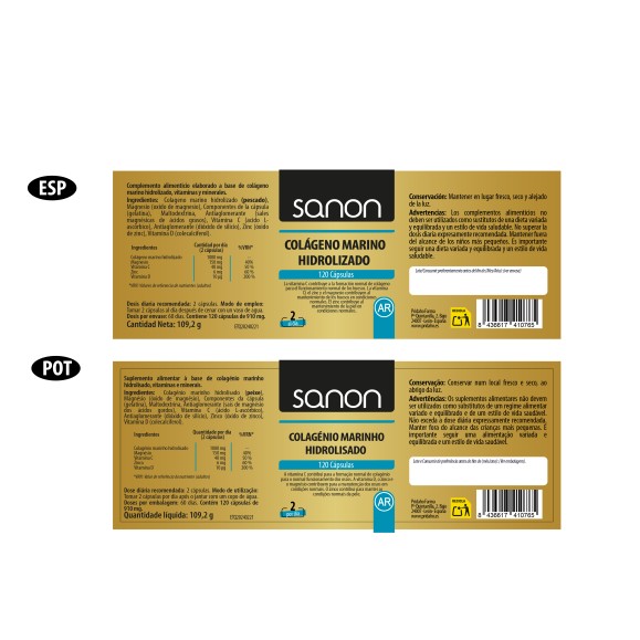 SANON Colágeno Marino Hidrolizado 120 cápsulas