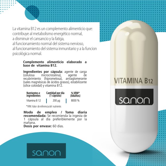 SANON Vitamina B12 60 cápsulas