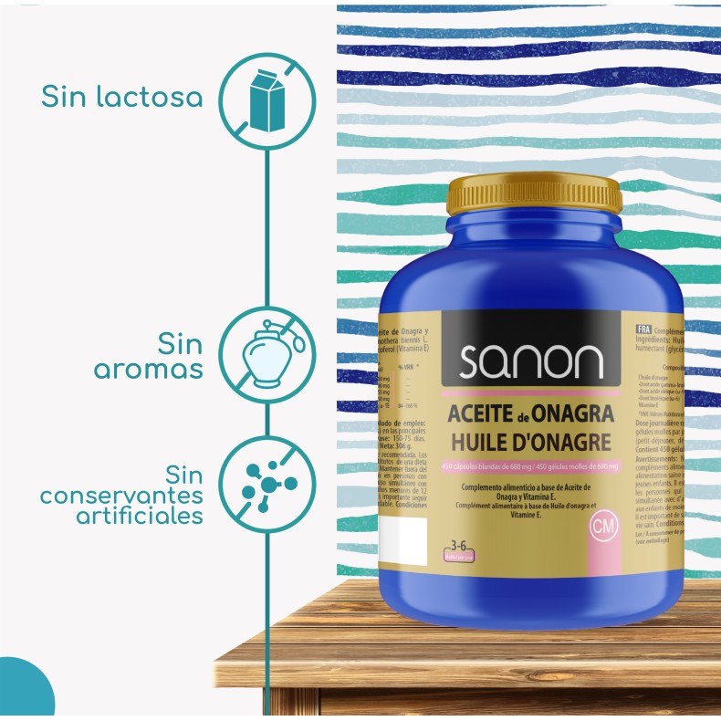 SANON Aceite de Onagra 450 cápsulas blandas