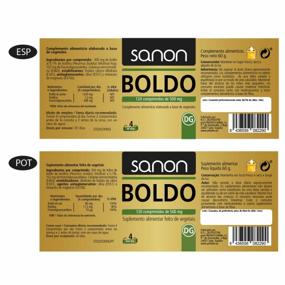 SANON Boldo 120 comprimidos