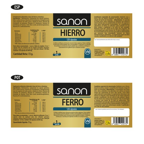 SANON Hierro 120 cápsulas