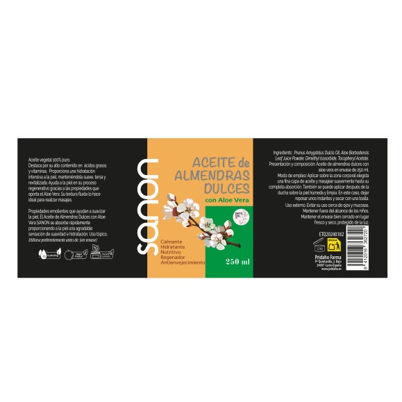 SANON Aceite de Almendras con Aloe Vera 250 ml