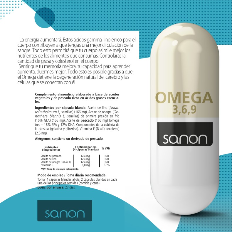 SANON Omega 3,6,9 110 cápsulas blandas pack 2
