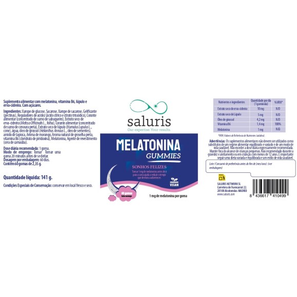 SALURIS Melatonina gummies 60 gominolas