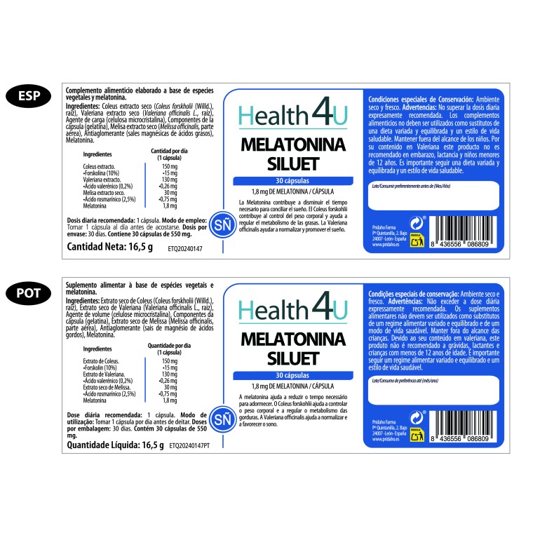H4U Melatonina siluet 30 cápsulas