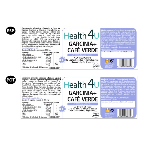 H4U Garcinia + Café verde 30 cápsulas vegetales