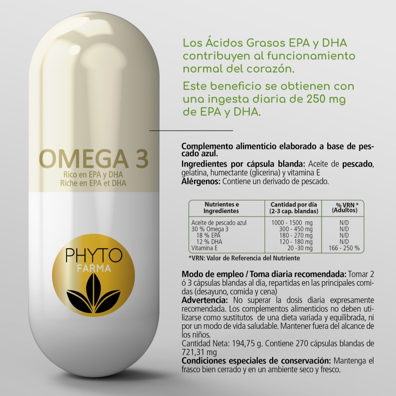 PHYTOFARMA Omega 3 270 cápsulas blandas pack 3