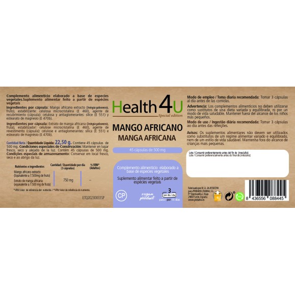 H4U Mango Africano 45 cápsulas de 500 mg special edition