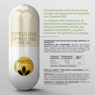 PHYTOFARMA Spirulina + vitamina B12 300 comprimidos Pack 3 2
