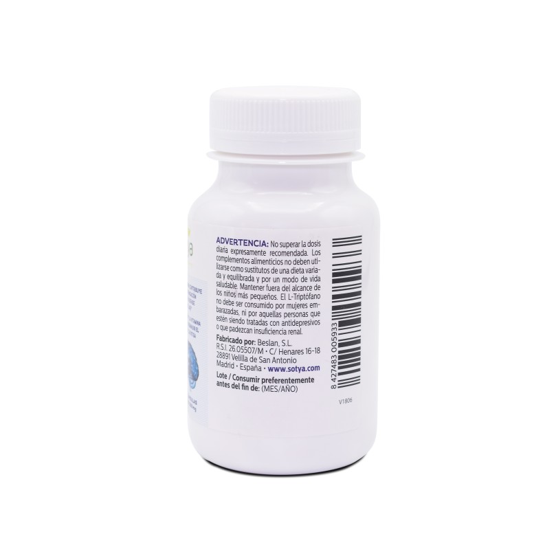 SOTYA Melatonina Complex Magnesio, L-triptófano y Vitamina B6 60 cápsulas
