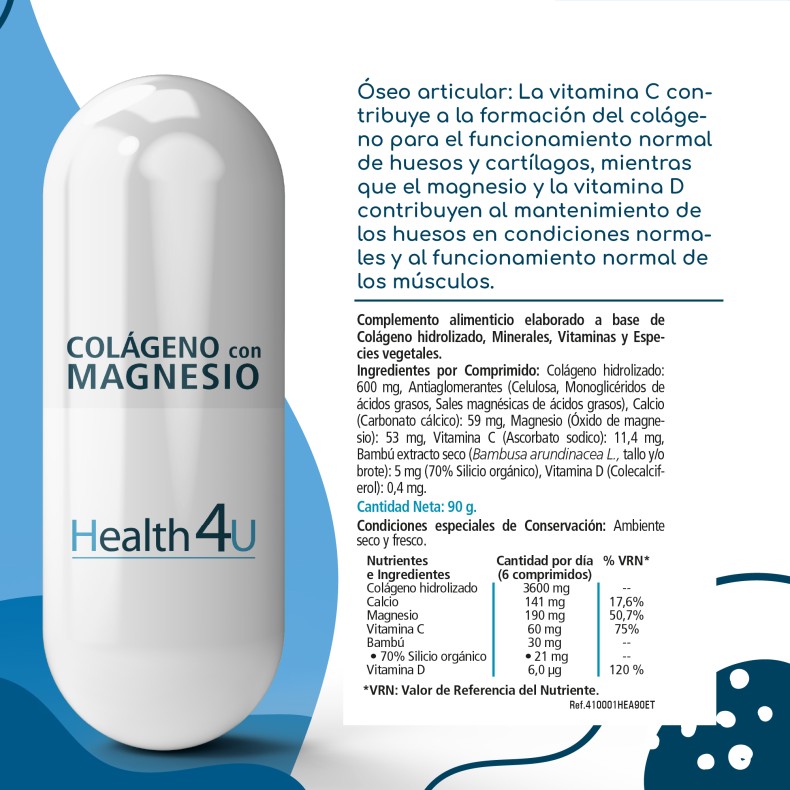 H4U Colágeno con Magnesio 90 comprimidos pack 3