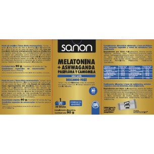 SANON Melatonina + Ashwanda - Pasiflora y Camomila 30 sticks sabor sandía 2