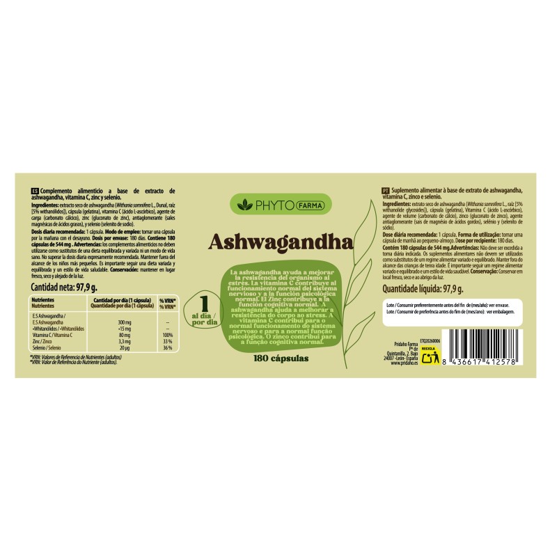PHYTOFARMA Ashwagandha 180 cápsulas