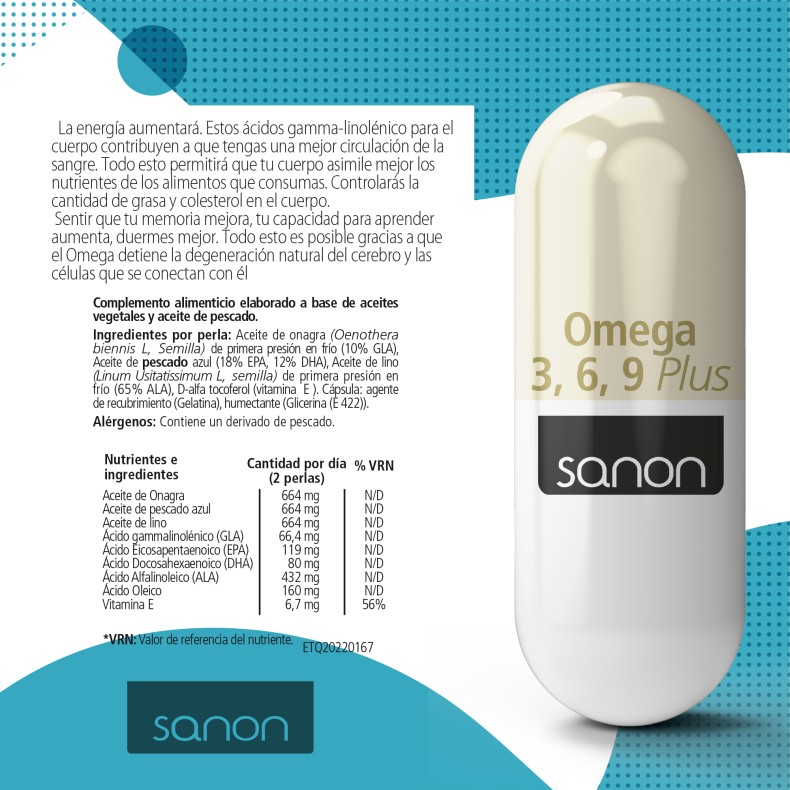 SANON Omega 3,6,9 Plus 60 cápsulas blandas