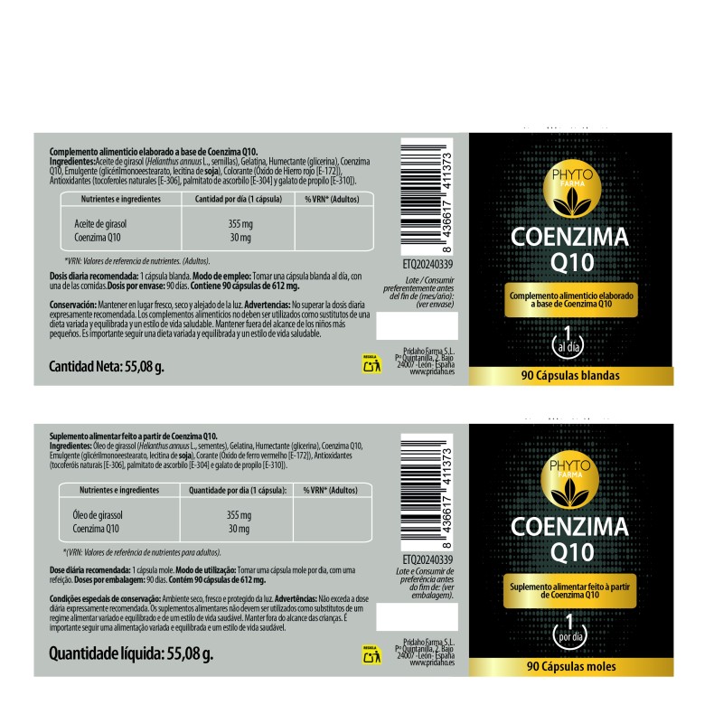 PHYTOFARMA Coenzima Q10 90 cápsulas blandas