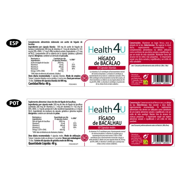 H4U Hígado de Bacalao 60 cápsulas blandas