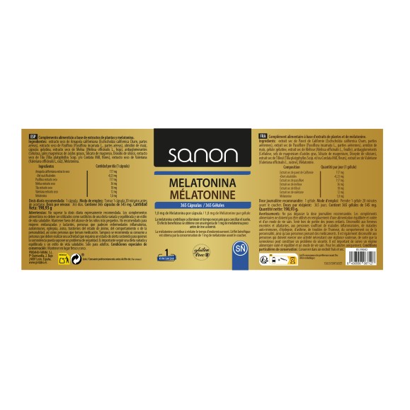 SANON Melatonina 365 cápsulas