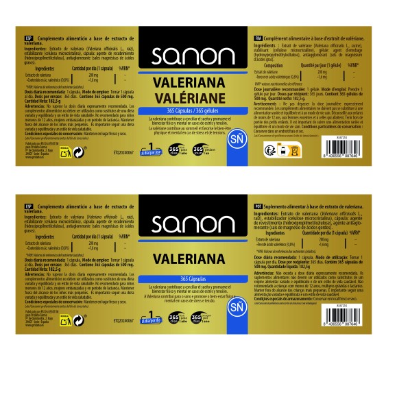 SANON Valeriana 365 cápsulas