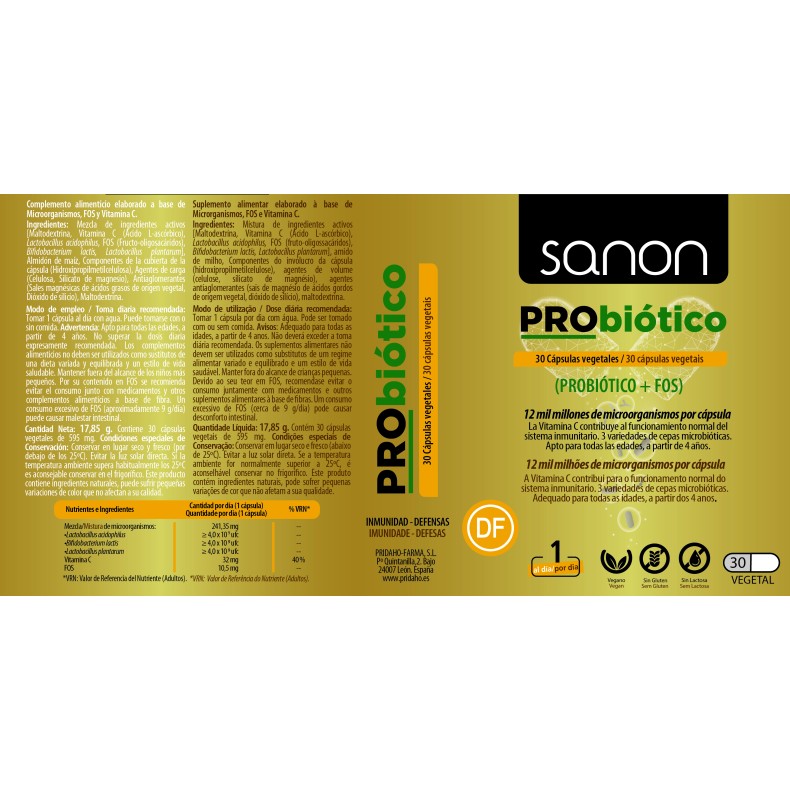 SANON Probiótico 30 cápsulas vegetales
