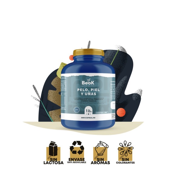 BEOK Pelo, Piel y Uñas 365 cápsulas blandas