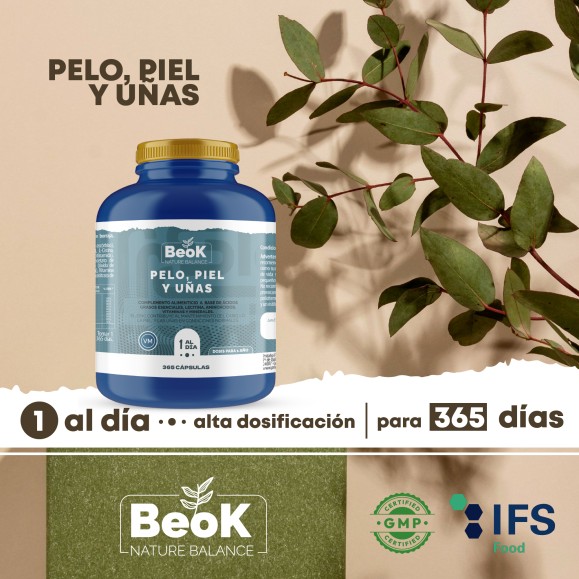 BEOK Pelo, Piel y Uñas 365 cápsulas blandas