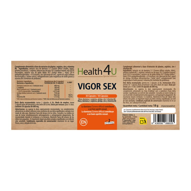 H4U Vigor sex 30 cápsulas special edition