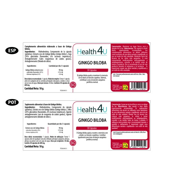 H4U Ginkgo biloba 30 cápsulas