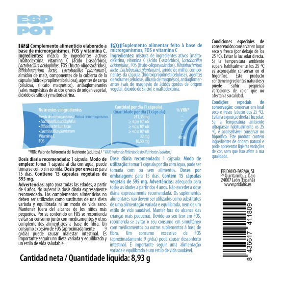 PHYTOFARMA Probiótico 15 cápsulas