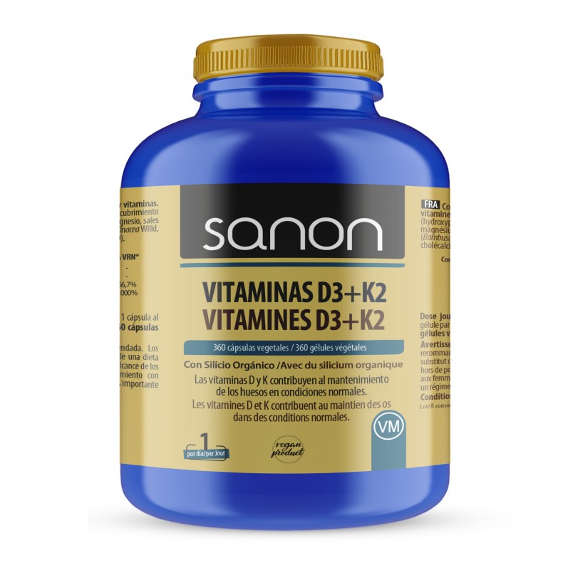 SANON Vitaminas D3+K2 360 cápsulas vegetales