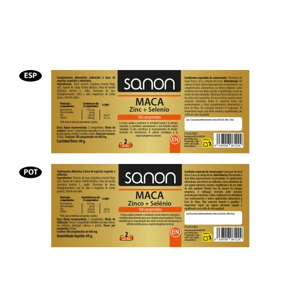 SANON Maca, Zinc + Selenio 100 comprimidos
