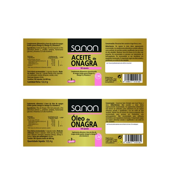 SANON Aceite de Onagra 180 cápsulas