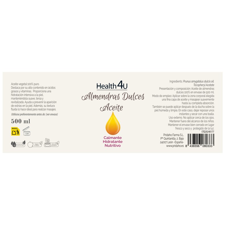 H4U Aceite de Almendras Dulces 500 ml