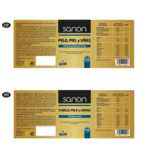 SANON Pelo, piel y uñas 180 cápsulas blandas