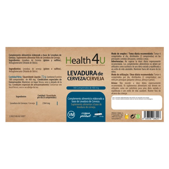 H4U Levadura de cerveza 180 comprimidos special edition