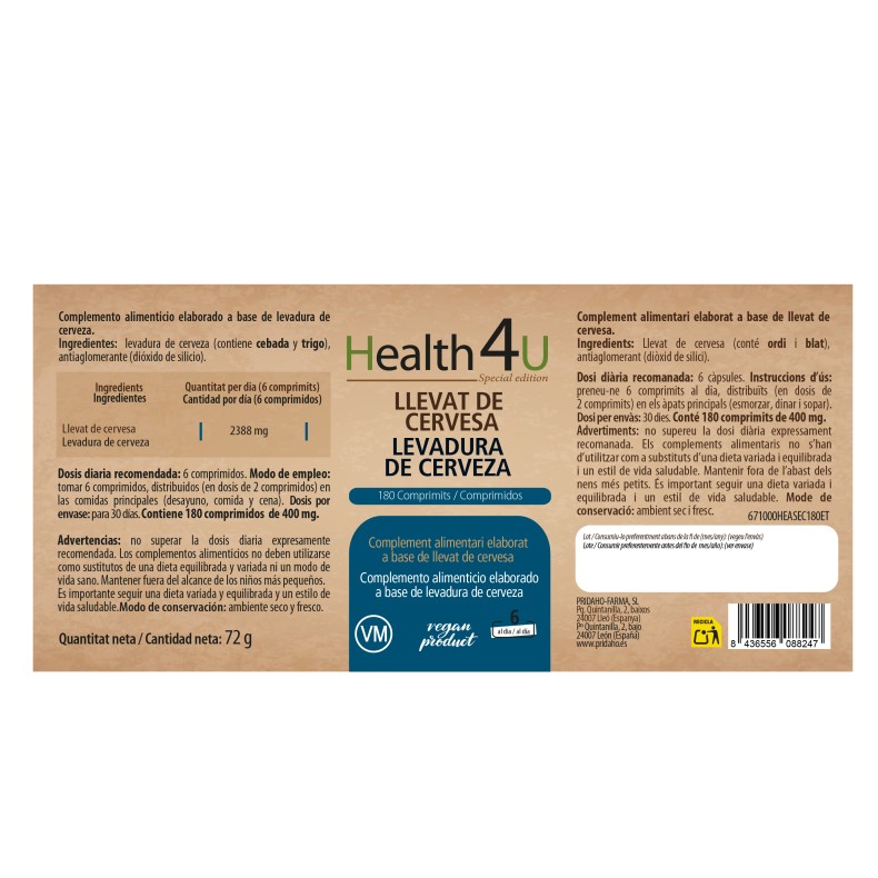 H4U Levadura de cerveza 180 comprimidos special edition