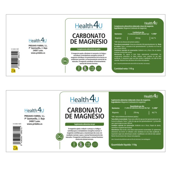 H4U Carbonato de Magnesio 110 g en polvo