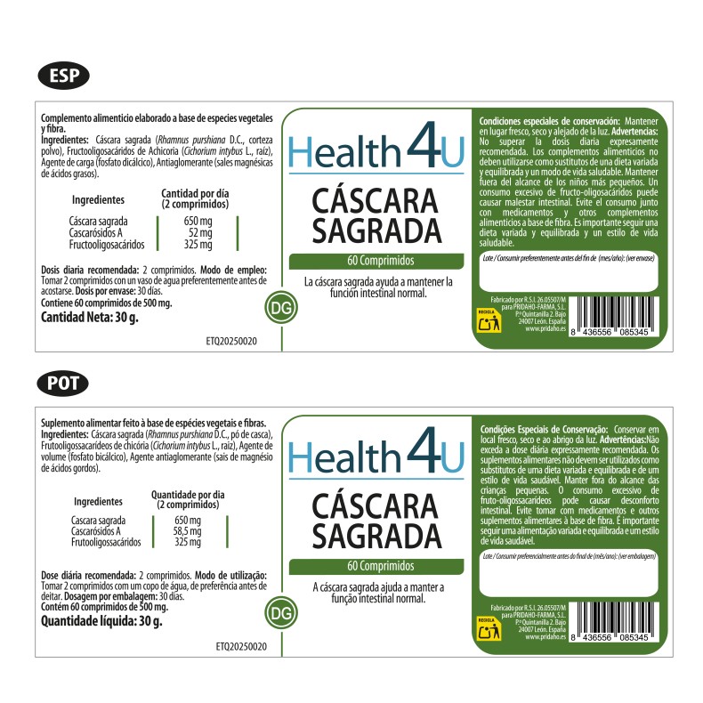 H4U Cáscara Sagrada 60 comprimidos