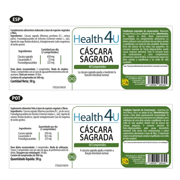 H4U Cáscara Sagrada 60 comprimidos