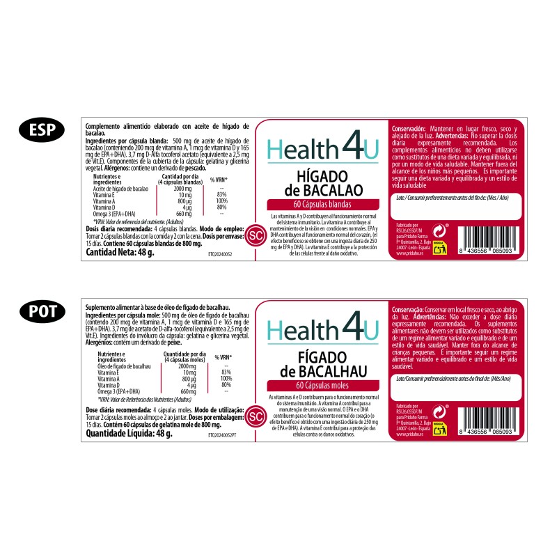 H4U Hígado de Bacalao 60 cápsulas blandas