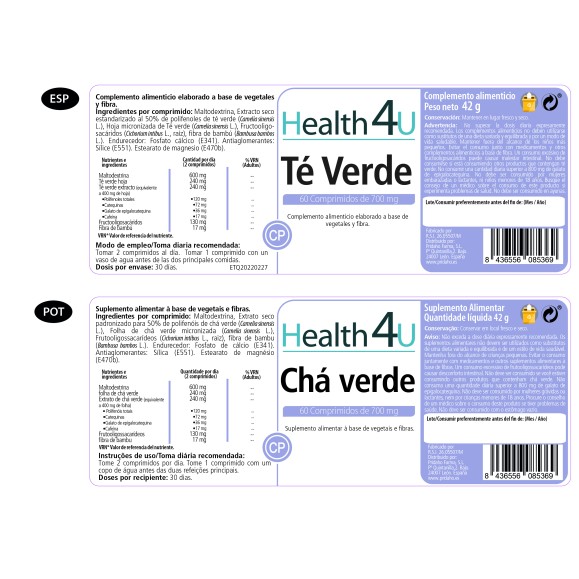 H4U Té Verde 60 comprimidos