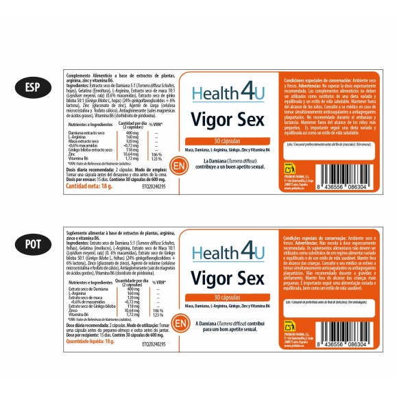 H4U Vigor sex 30 cápsulas