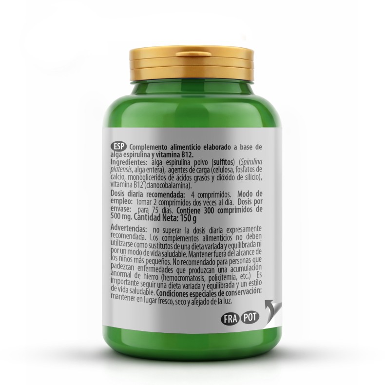 PHYTOFARMA Spirulina + vitamina B12 300 comprimidos