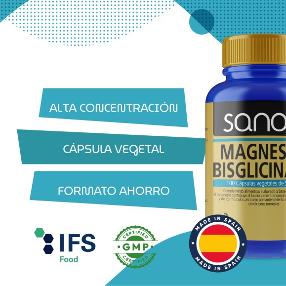 SANON Bisglicinato de Magnesio 100 cápsulas vegetales