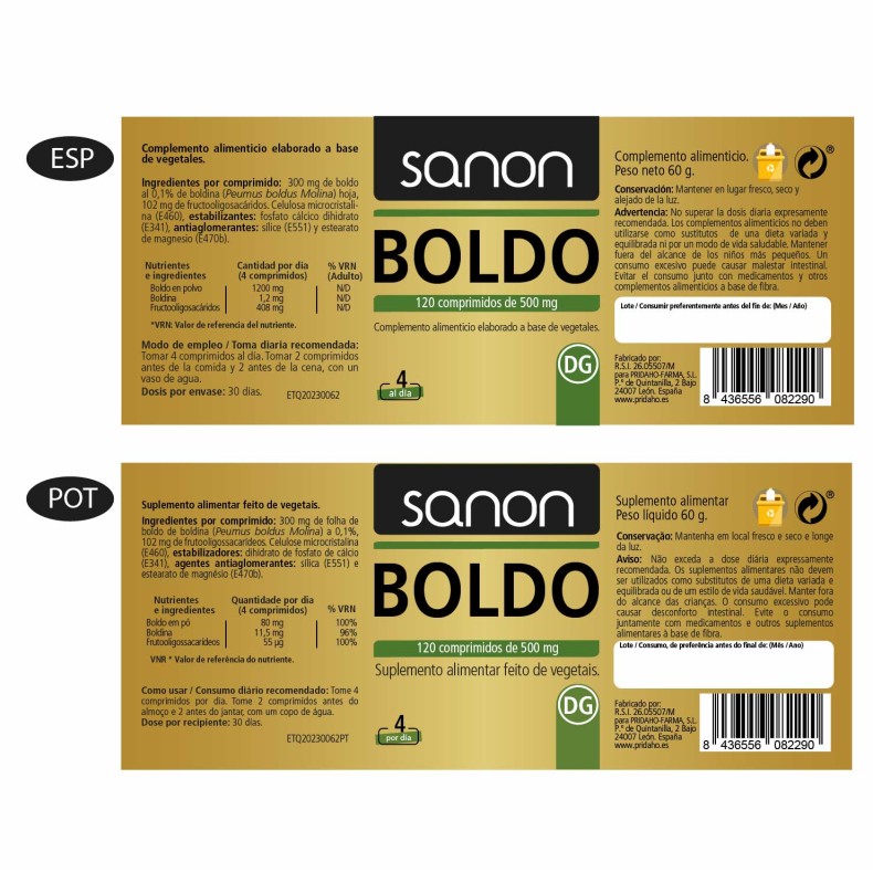 SANON Boldo 120 comprimidos