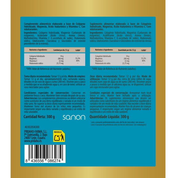 SANON Colágeno hidrolizado Doypack 300g