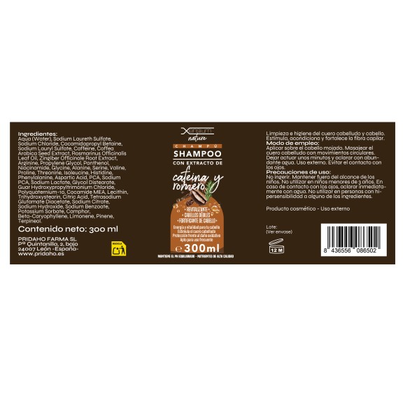 XENSIUM Nature Champú Extracto de Cafeína y Romero 300 ml