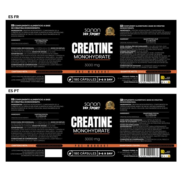 SANON SPORT Creatina 180 cápsulas