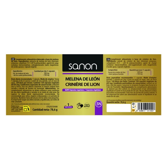SANON Melena de león 120 cápsulas vegetales